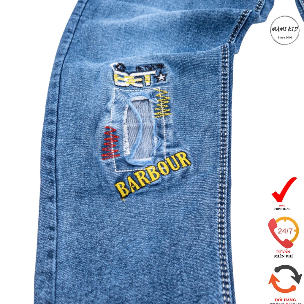 quần jean bé trai đi học Mami kid, chất jean mềm, co giãn tốt, đủ size 17-38kg