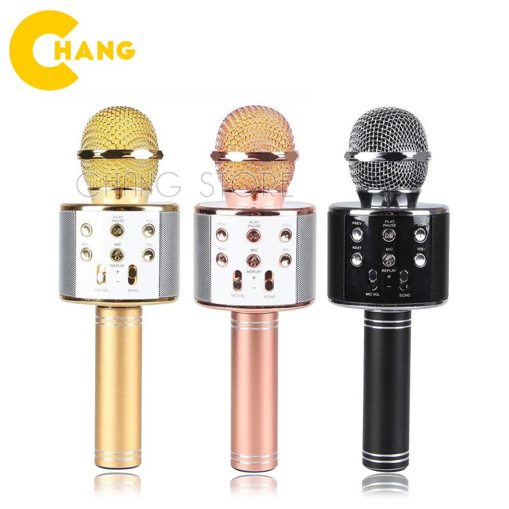 Mic Kèm Loa Bluetooth WS-858 Đa Năng 6 Trong 1 Hát Karaoke