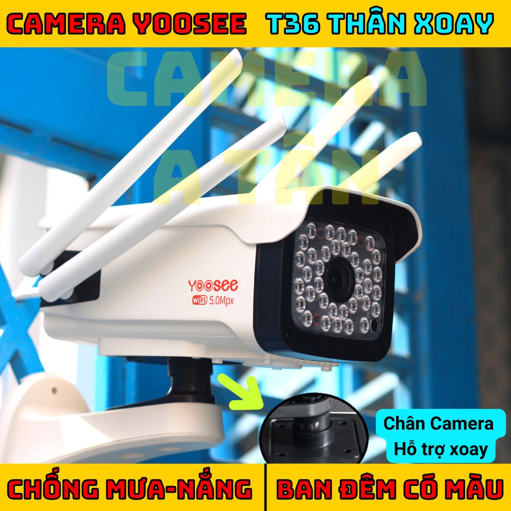 Camera yoosee ngoài trời 4 râu, 36 đèn,xoay 180 độ ,đàm thoại 2 chiều (mã t36)