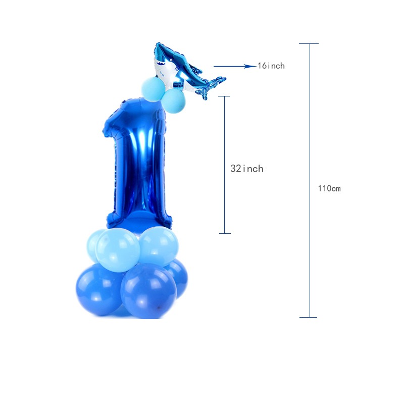 Bong Bóng Hình Cá Mập 32inch Trang Trí Tiệc Sinh Nhật Cho Bé
