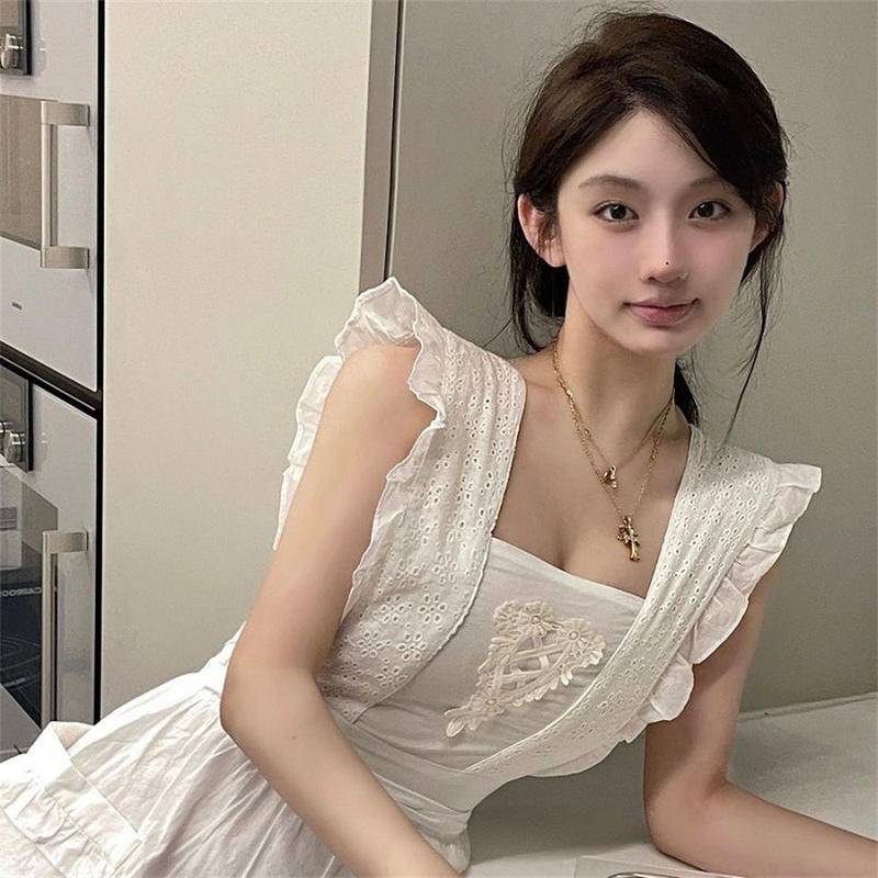 Xiaofei Đầm midi Mỏng Màu Trơn Mùa Hè Cá Tính Cho Nữ