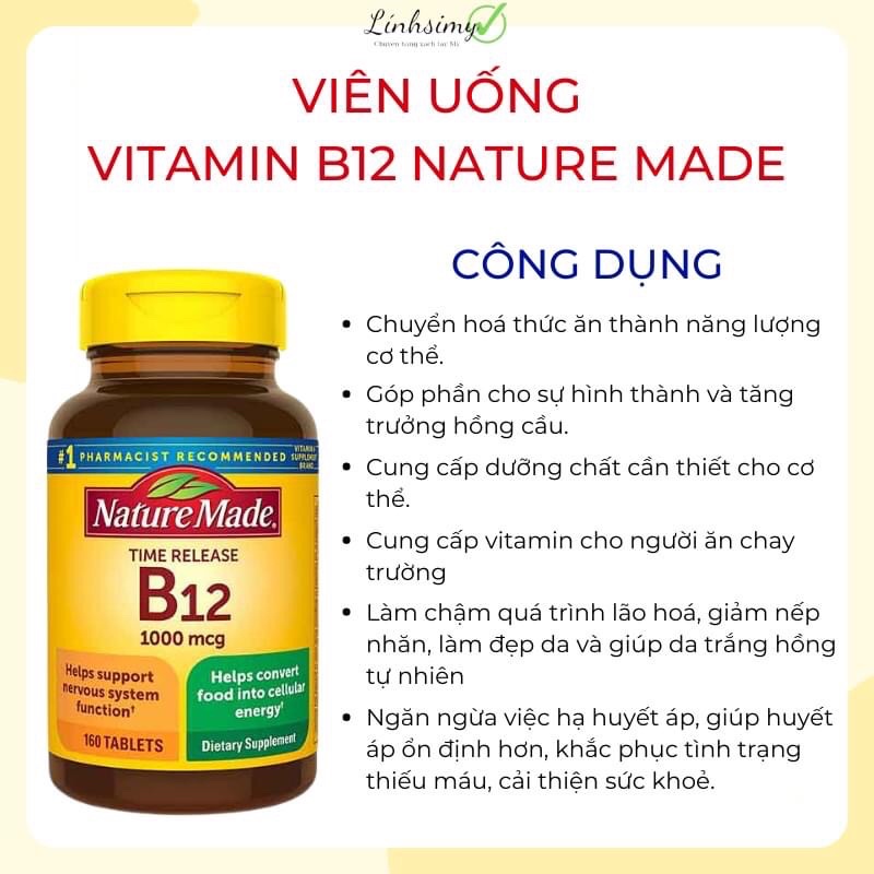 Viên Bổ Sung Vitamin B12 Nature Made 1000mcg - 400 viên