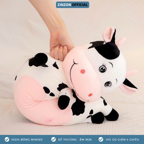 Gối ôm bò sữa size bự dễ thương nhồi bông cao cấp ZinZon