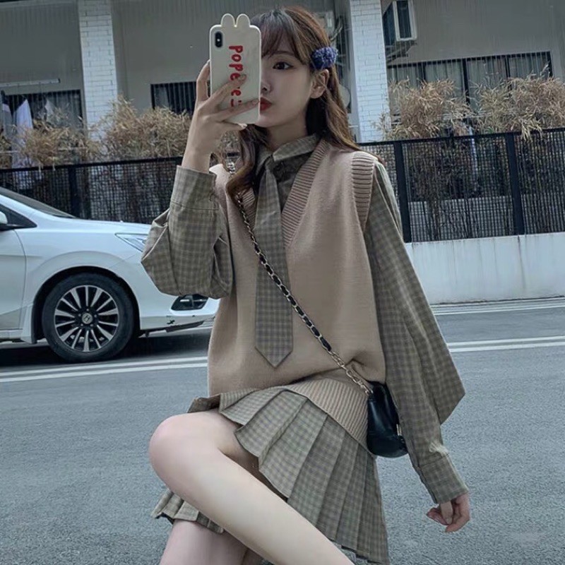 váy kẻ caro+gile len cực xinh hàng thiết kế QCCC