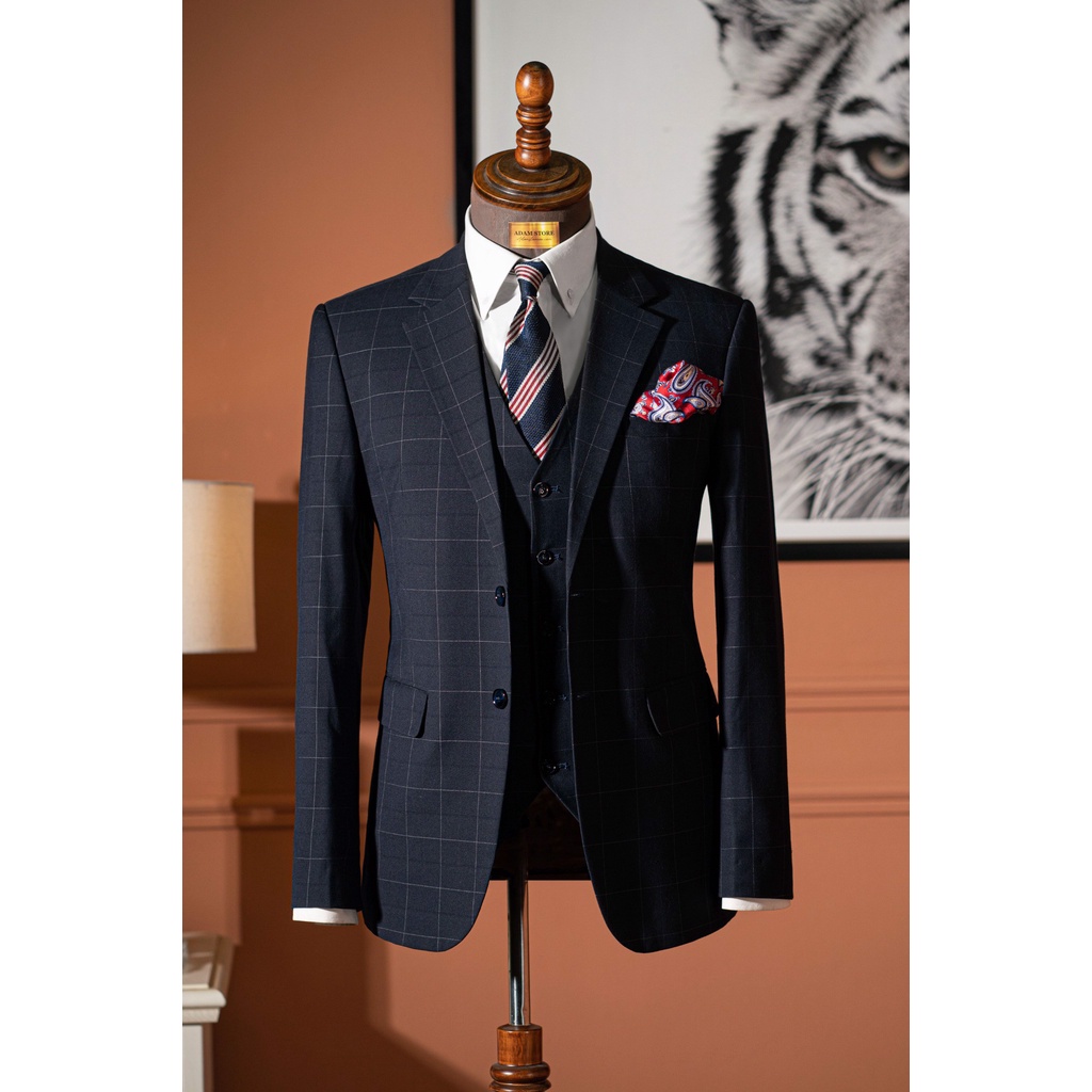 ÁO VEST NAM ADAM STORE XANH TÍM KẺ AV245