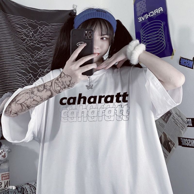 Áo thun cotton tay lỡ unisex nam nữ caharatt