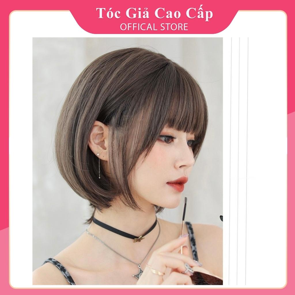 Tóc giả nguyên đầu ngắn cúp cổ, tặng kèm lưới trùm tóc, MÃ DLA228