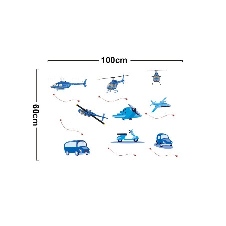 Decal trang trí tường Phương Tiện Giao Thông Xanh