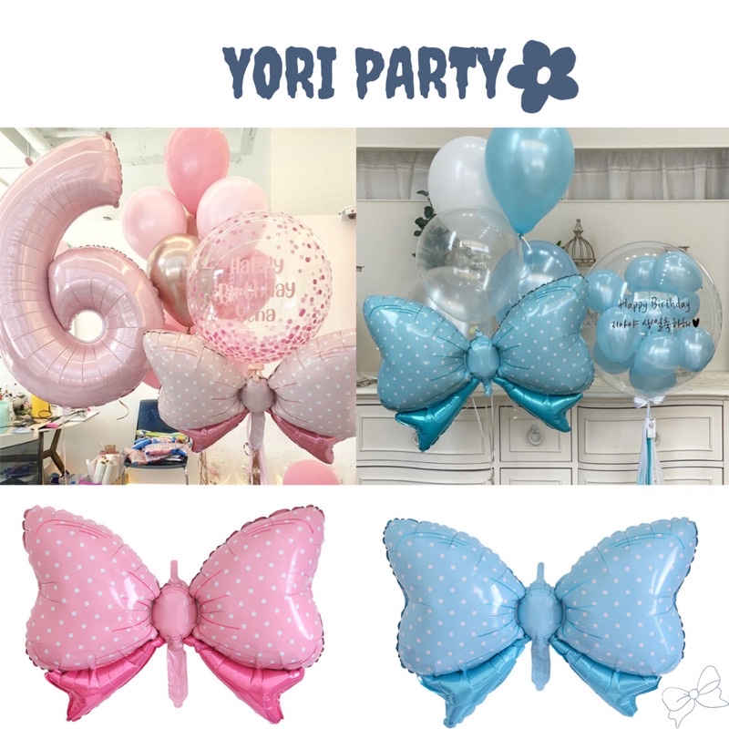 Bong Bóng Nơ Hồng Xanh Pastel Đáng Yêu Trang Trí Sinh Nhật - Yori Party