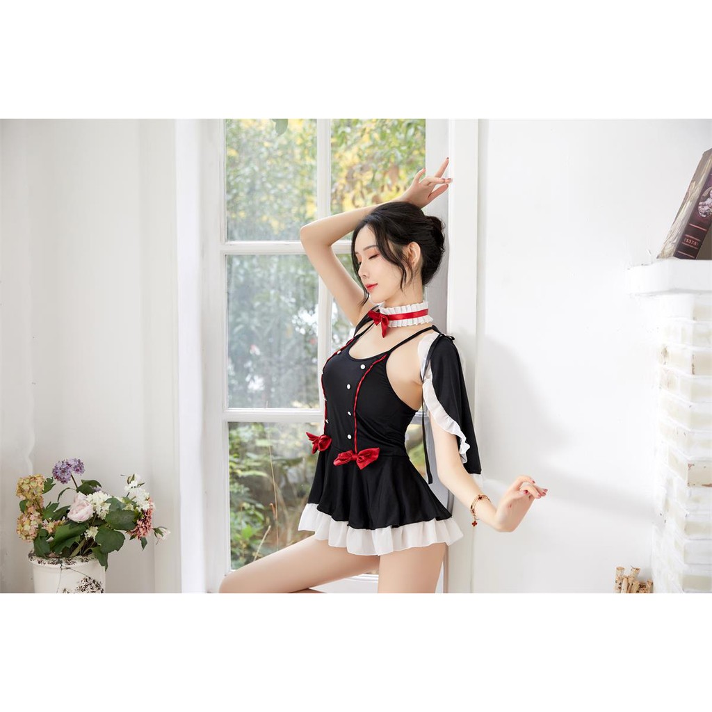 Váy Ngủ Cosplay Cô Gái Quàng Khăn Đỏ Gợi Cảm (Kèm phụ kiện)