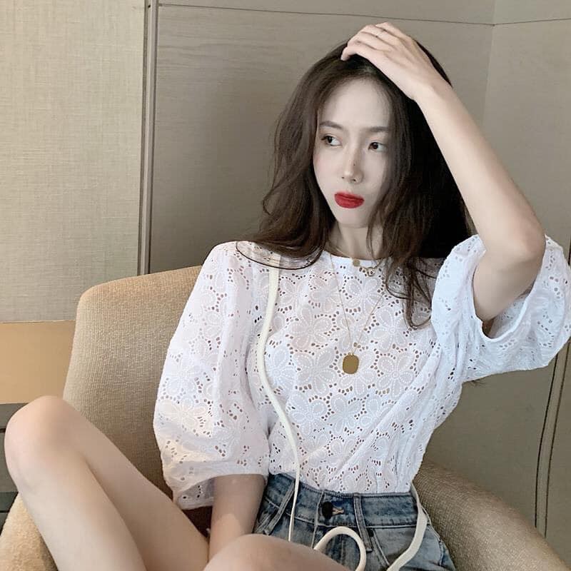 Áo thô ren hoa cúc---