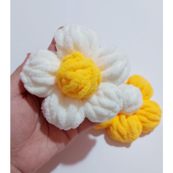 Hoa len bông 10cm, pin cài áo túi, móc khóa
