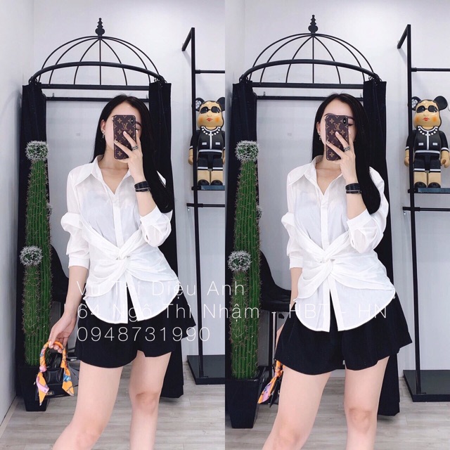 Áo sơ mi xoắn eo