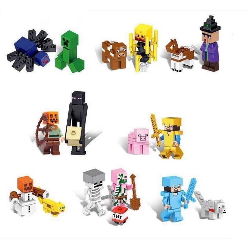 6 Nhân vật minecraft mini figure random - tặng kèm thẻ bài