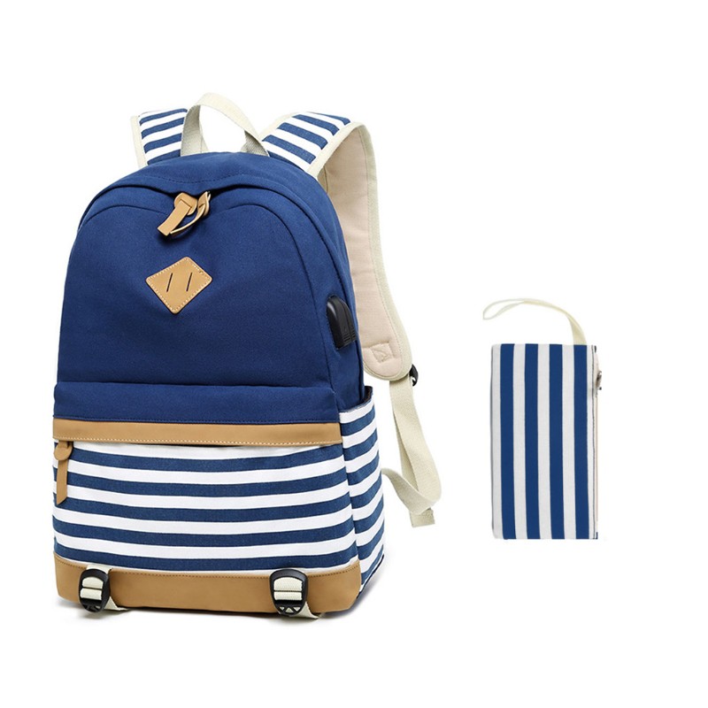 10MK School Backpacks for Teen Girls Lightweight Canvas Backpack Bookbags Set