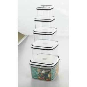 Bộ 5 Hộp Nhựa Đựng Thức Ăn Có Gioăng Silicon Giữ Kín Đồ Ăn Không Bị Đổ