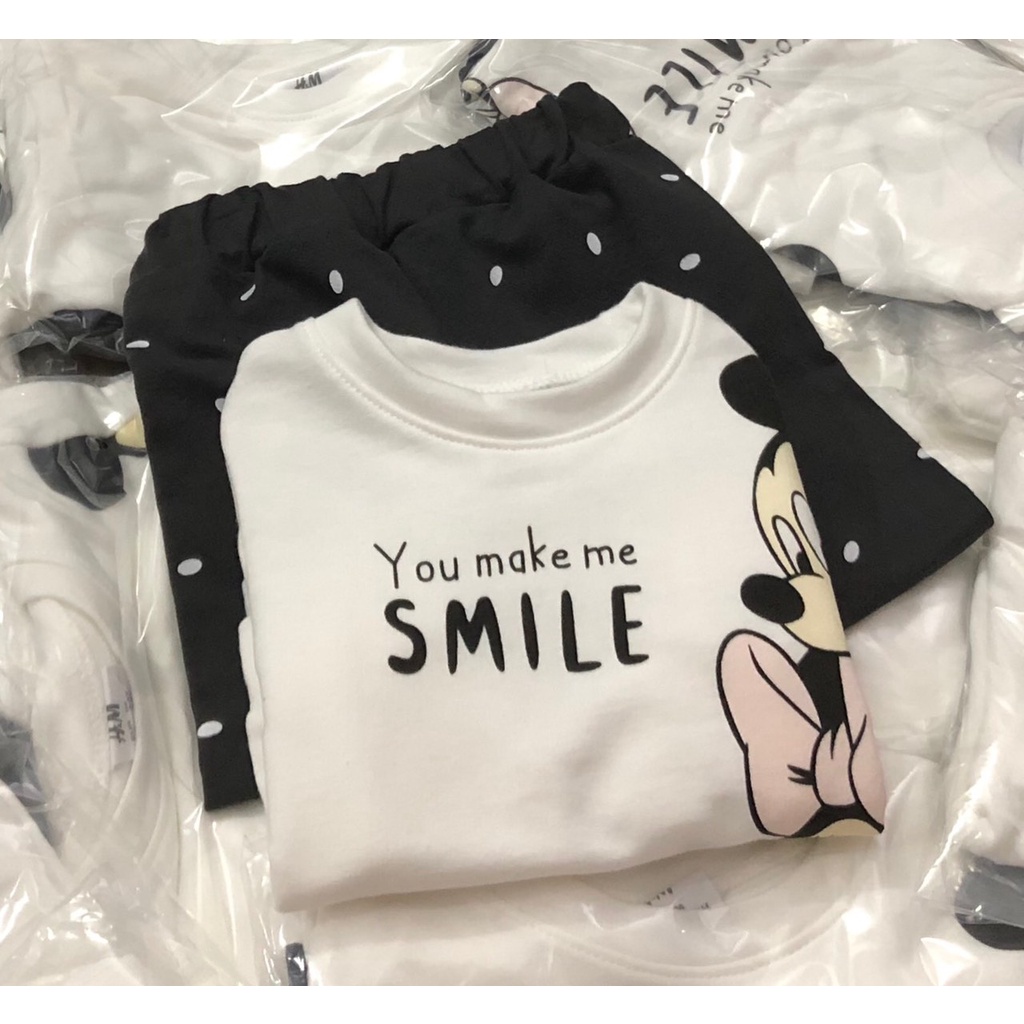 Set bộ nỉ da á minnie smile cho bé
