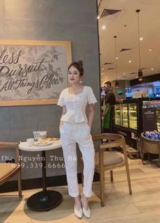 Set áo plum quần baggy