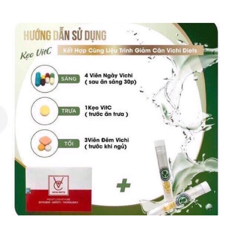 Giảm cân Vichi diets Chính hãng. mua 1 hộp tặng 1 ống VitC siết eo
