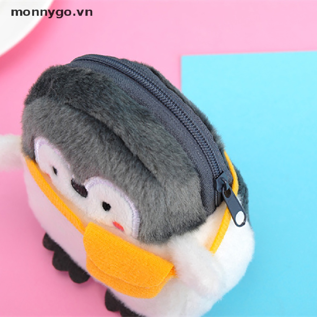 Monnygo Ví Đựng Tiền Xu Mini Hình Chim Cánh Cụt Nhồi Bông Mềm Mại Đáng Yêu