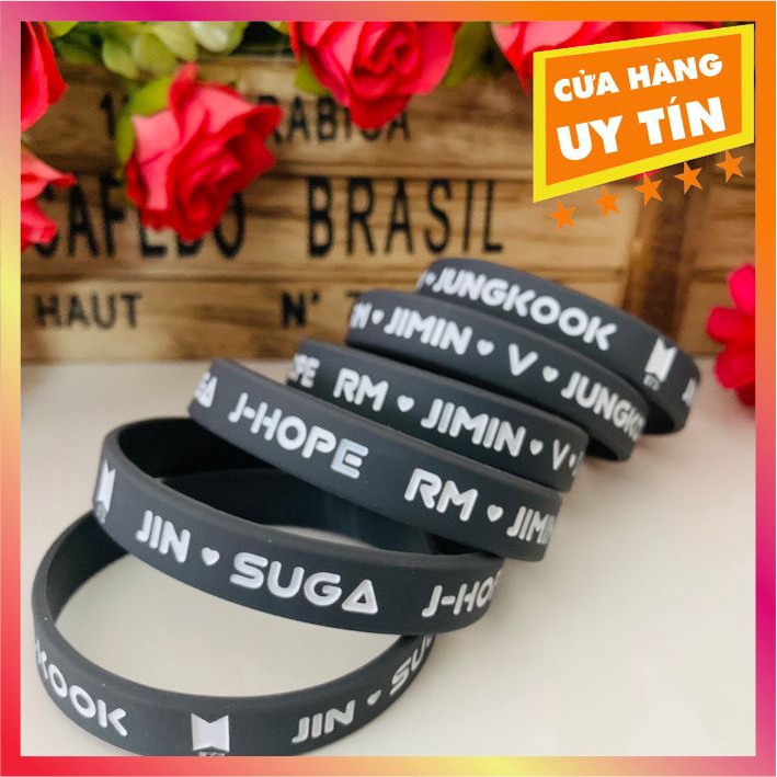 VÒNG TAY CAO SU BTS - VÒNG TAY NHÓM NHẠC HÀN QUỐC - BTS - JIN, SUGA, JHOP, RM, JIMIN, V, JUNGKOOK