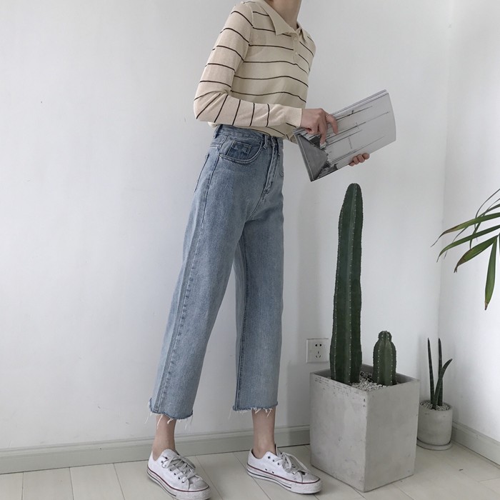 Quần jean bò baggy nữ jean cạp cao phong cách Hàn Quốc Ulzzang Emilyshop