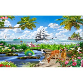 Tranh dán tường 3D có keo sẵn bóc dán 02