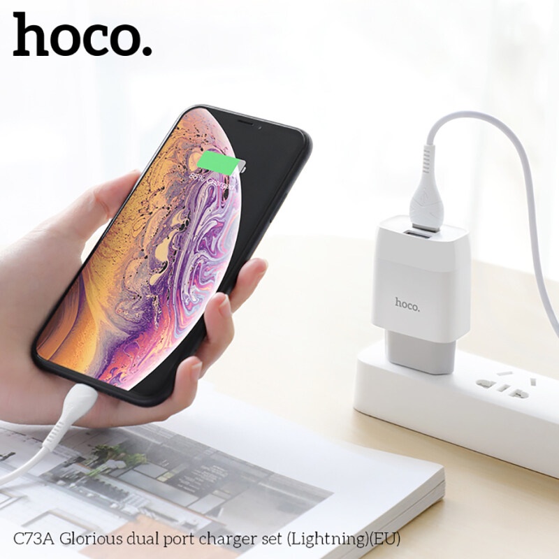 Bộ sạc điện thoại HOCO C73A 2.4A 2 trong 1 / micro usb/type c tùy chọn dành cho điện thoại