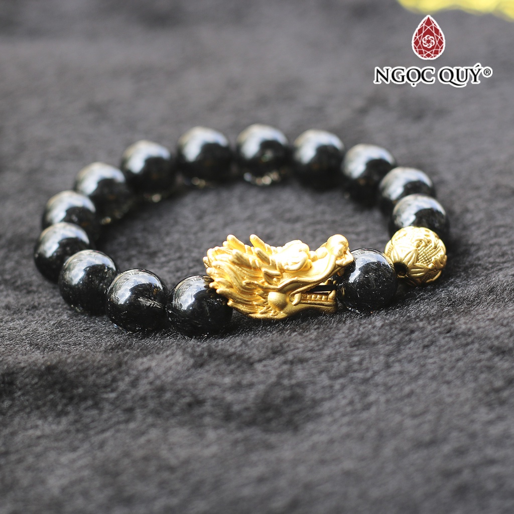 Vòng TA tóc đen phối charm rồng bạc mạ vàng - Ngọc Quý