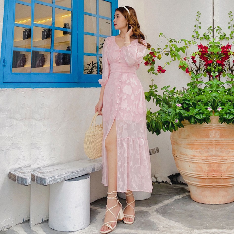 Đầm maxi hoa MIMIX váy hoa cúc xẻ tà khoe chân tôn dáng 4 màu để selfi AR0215 | BigBuy360 - bigbuy360.vn
