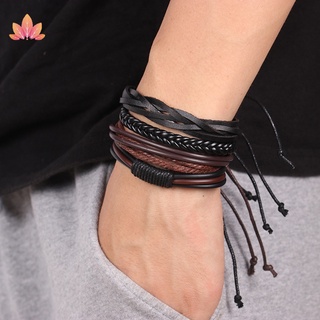 Vòng Tay Bện Dây Da Nhiều Lớp Phong Cách Vintage Cho Nam Jp5