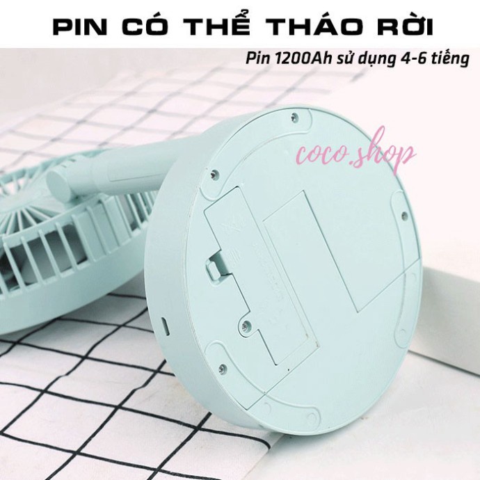 Quạt tích điện mini để bàn tiện dụng hàng chính hãng có 3 tốc độ làm mát