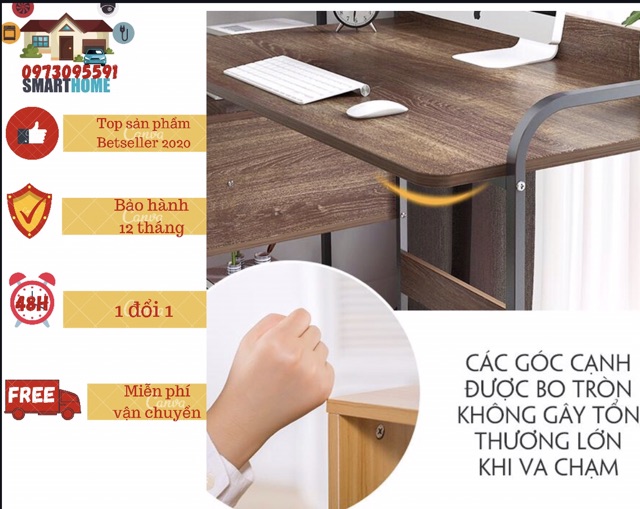 Bàn học, bàn làm việc liền giá sách có ngăn kéo dài 97cm - nội thất thông minh cho phòng | BigBuy360 - bigbuy360.vn