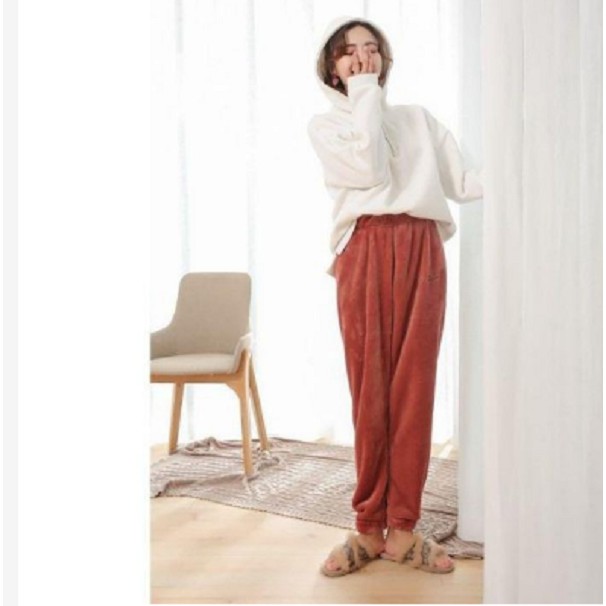 [HÀNG CÓ SẴN,LOẠI ĐẸP] Quần dài nữ thun len nỉ mềm mại đại hàn siêu ấm- Màu đỏ gạch nhẹ tênh bo chân dễ chịu 40- | BigBuy360 - bigbuy360.vn