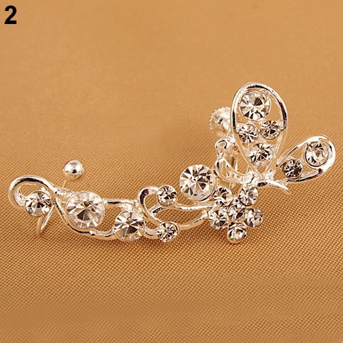 Khuyên vành tai trái đớn thiết kế hình bướm đính đá lấp lánh sang trọng dành cho nữ