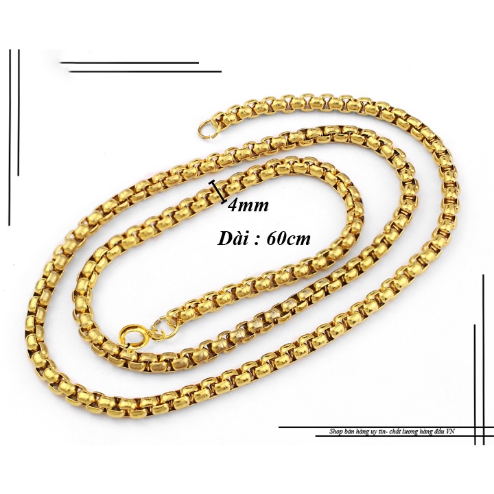 Dây chuyền inox kiểu bông dừa khít mạ vàng khóa vip sang trọng, siêu đẹp, bền màu và không đen, không gỉ