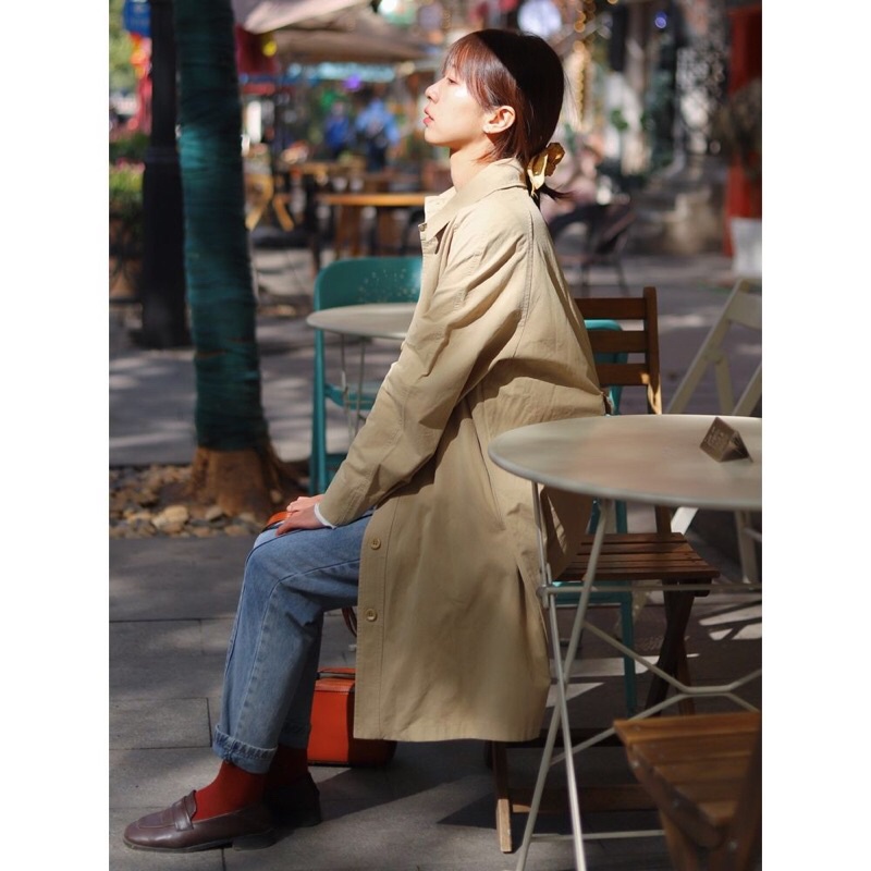 Áo khoác măng tô sơ mi nữ dáng dài phong cách Hàn Quốc màu be và đen hàng quảng châu loại 1 yameclothing có bigsize