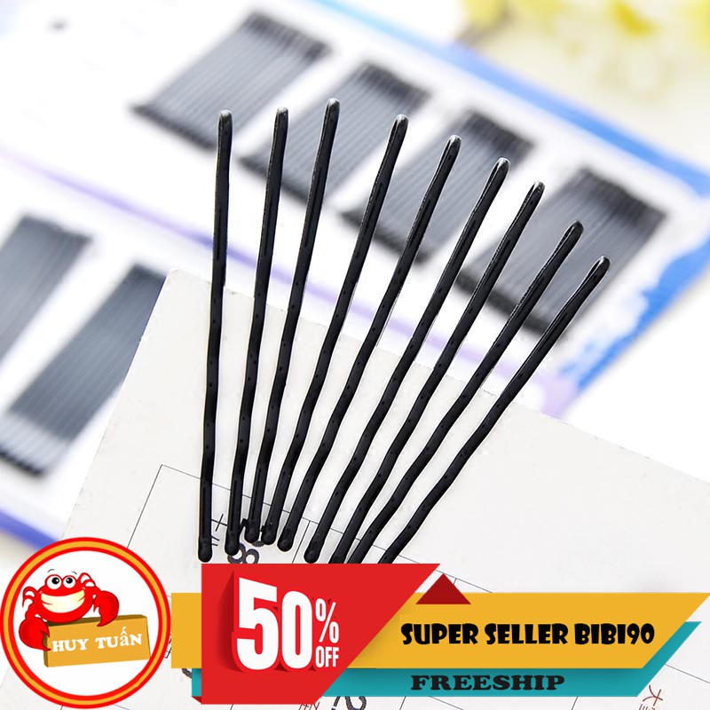 Vỉ 60 chiếc kẹp tăm làm đẹp - Kẹp tăm màu đen thiết kế đơn giản xinh xắn phong cách Hàn Quốc