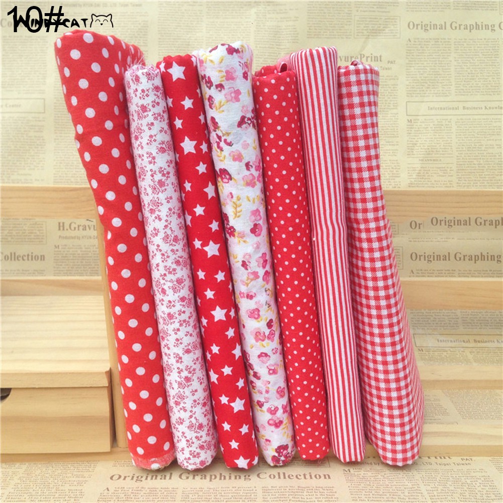 Set 7 Tấm Vải Cotton Họa Tiết Hoa Dùng Để May Vá Thủ Công