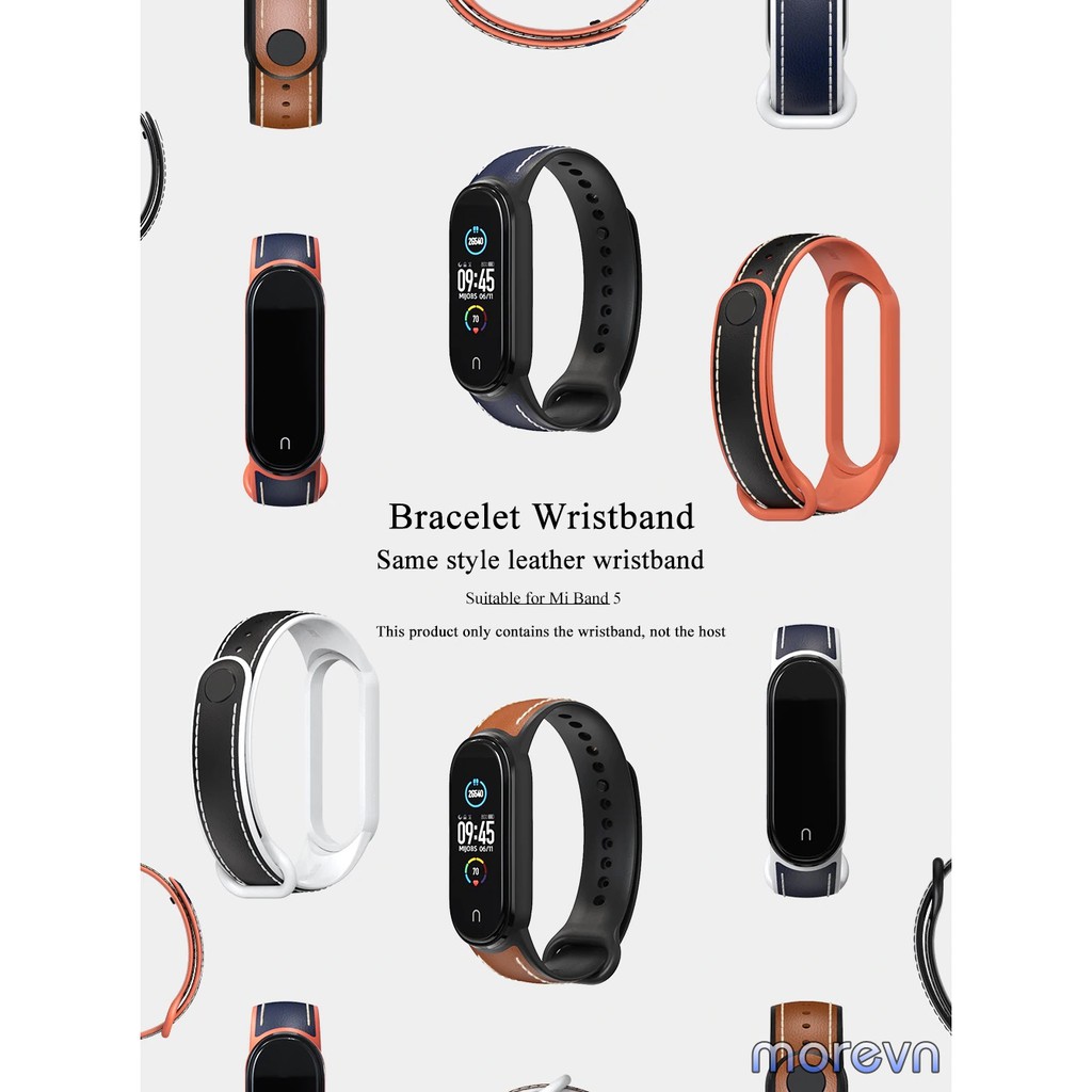 Dây đeo silicon mặt da bò mi band 6, Miband 5 chính hãng MIJOBS, dây đeo thay thế mi band 5, miband 6 da bò