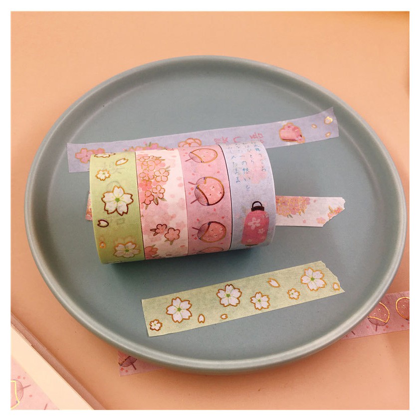 Set 4 cuộn washi viền vàng sang chảnh - MiuSua