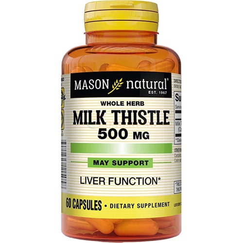 Viên uống Mason Natural Whole Herb Milk Thistle 500mg hỗ trợ thải độc gan (60 viên)