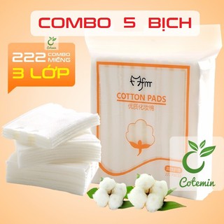 COMBO 5 bịch Bông tẩy trang 3 lớp Cotton Pads 222 miếng COTEMIN