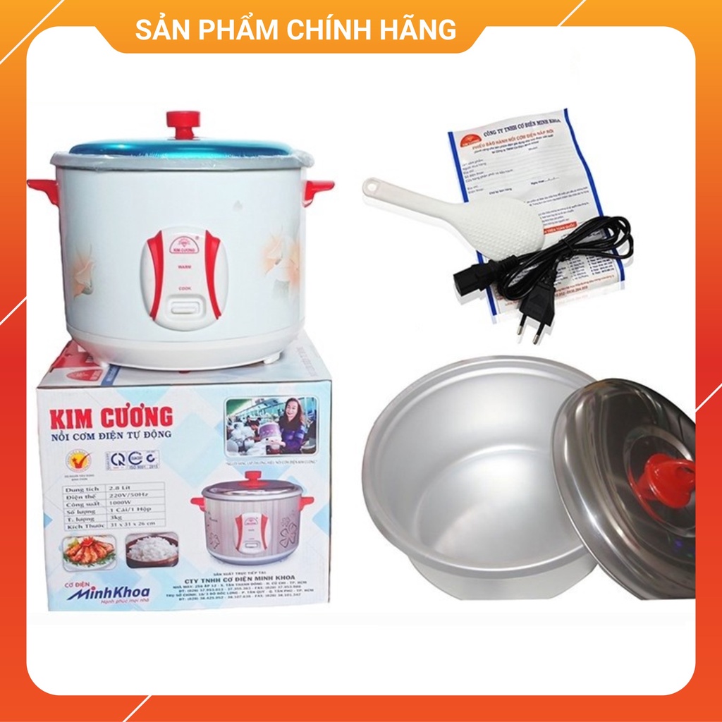 [Mã ELHADEV giảm 4% đơn 300K] Nồi Cơm Hiệp Hưng Kim Cương 1L2- Nắp Rời - Hàng Việt Nam Chất Lượng Cao - BH 12 tháng