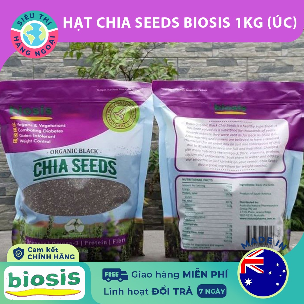 Hạt chia Organic Biosis CHIA SEEDS [giảm cân; làm chậm quá trình lão hóa; tốt cho hệ tiêu hóa]Hàng Úc