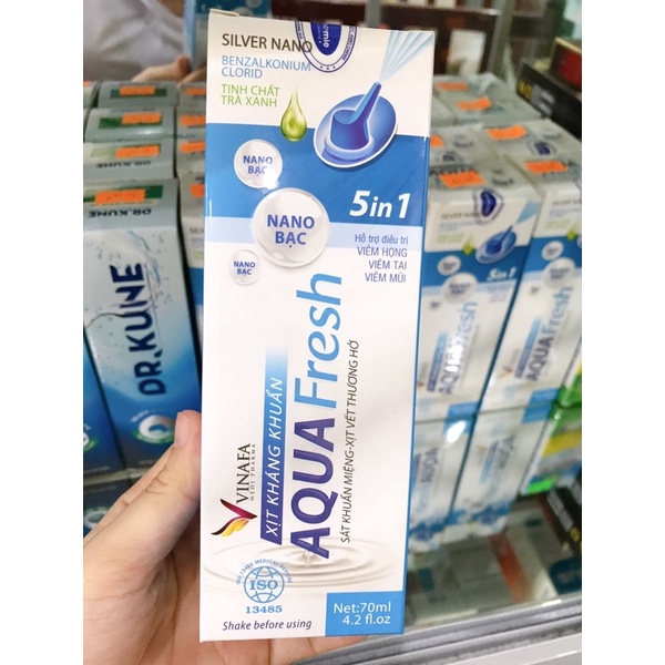 XỊT KHÁNG KHUẨN AQUA FRESH 5in1 - Sát khuẩn tai, mũi, họng- Chai 70ml
