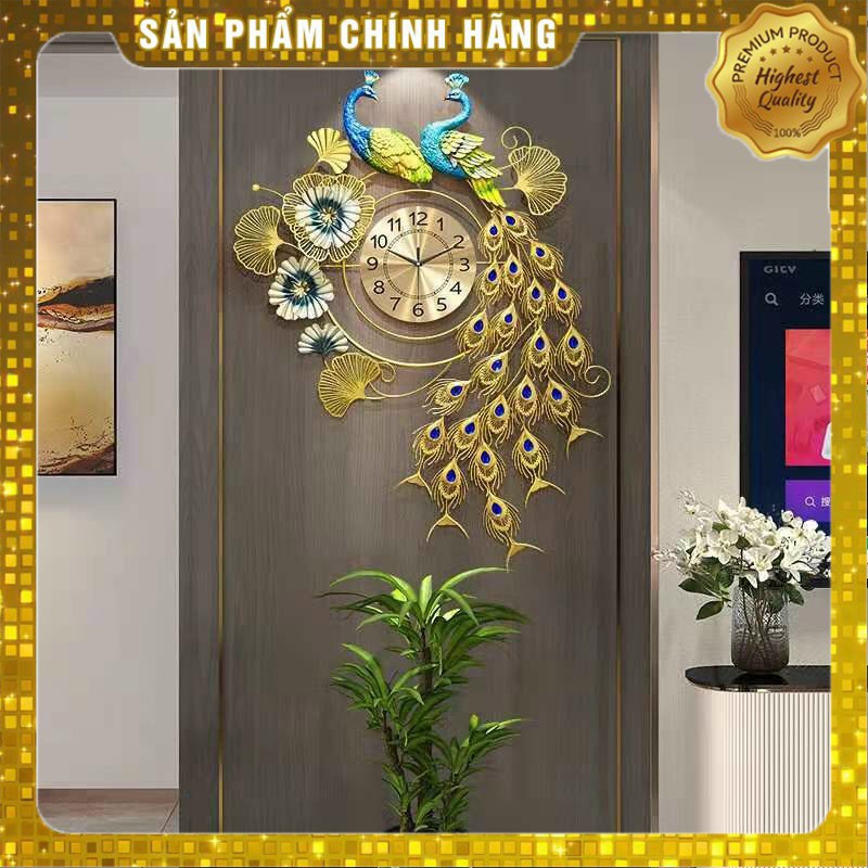 Đồng Hồ Treo Tường Chim Công Uyên Ương Chính Hãng Lianzhuang 067 (Tặng Đồng Hồ Kim Trôi Thay Thế)