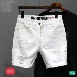 Quần Short Đùi Jean Nam Chất Bò Rin Cao Cấp Trắng rách Co Giãn Dáng Ôm Basic T89