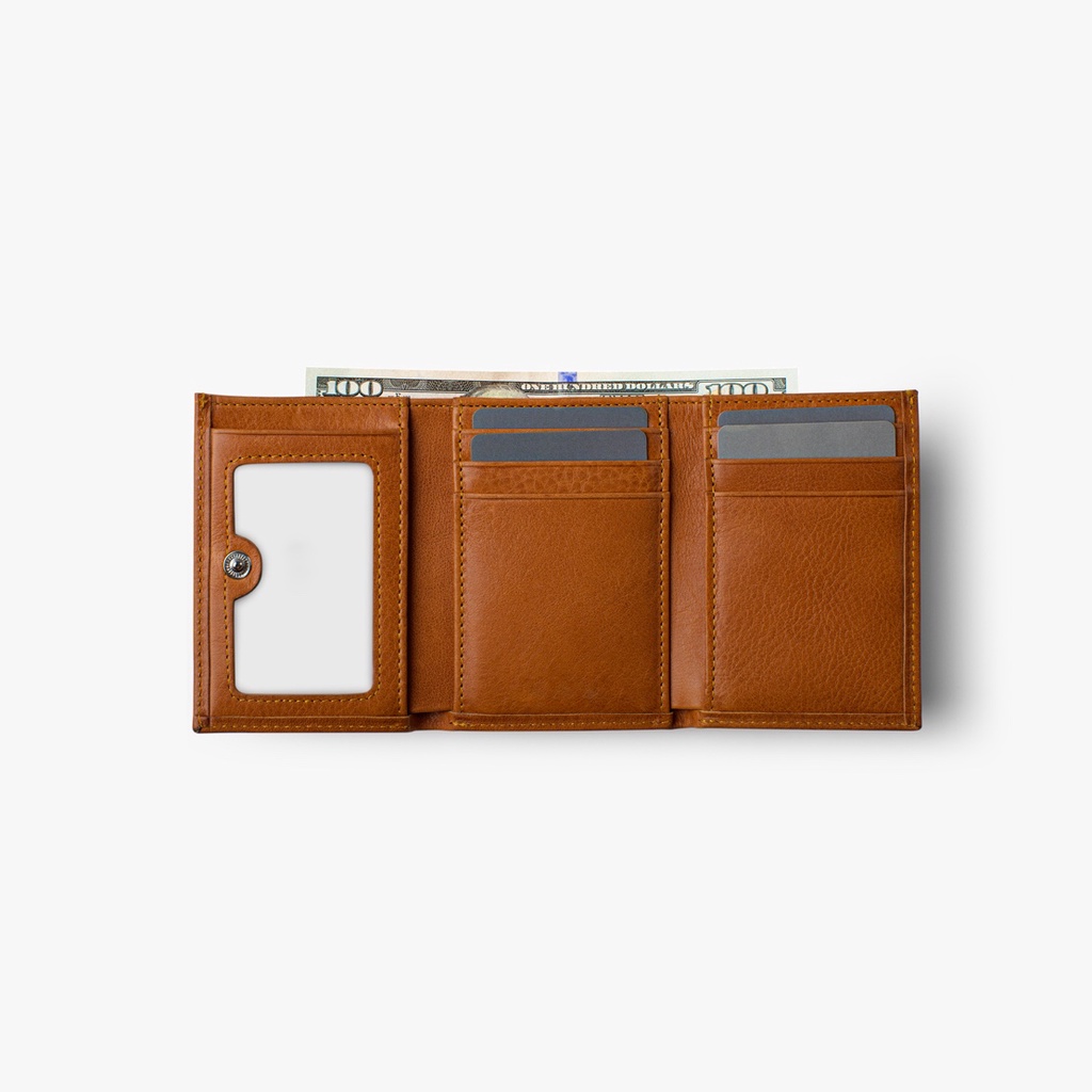 Ví Nam Mini Da Bò Cao Cấp Ravix Ví Gập Ba Trifold Đựng Thẻ Tiện Lợi