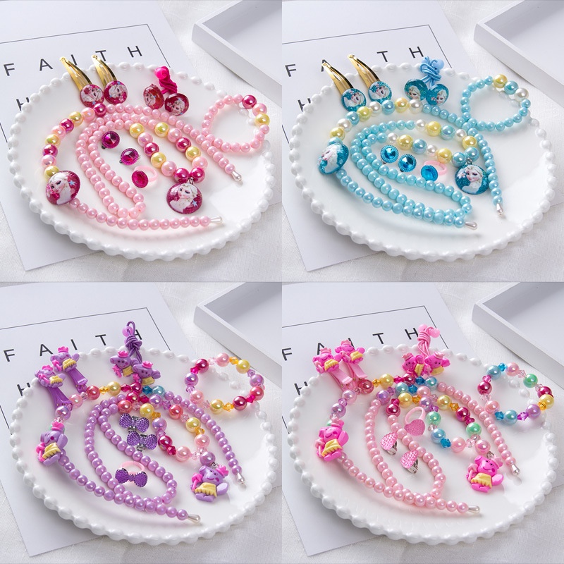 Bộ 10 phụ kiện tóc gồm kẹp tóc và dây chuyền hình công chúa Elsa phim Frozen cho bé gái